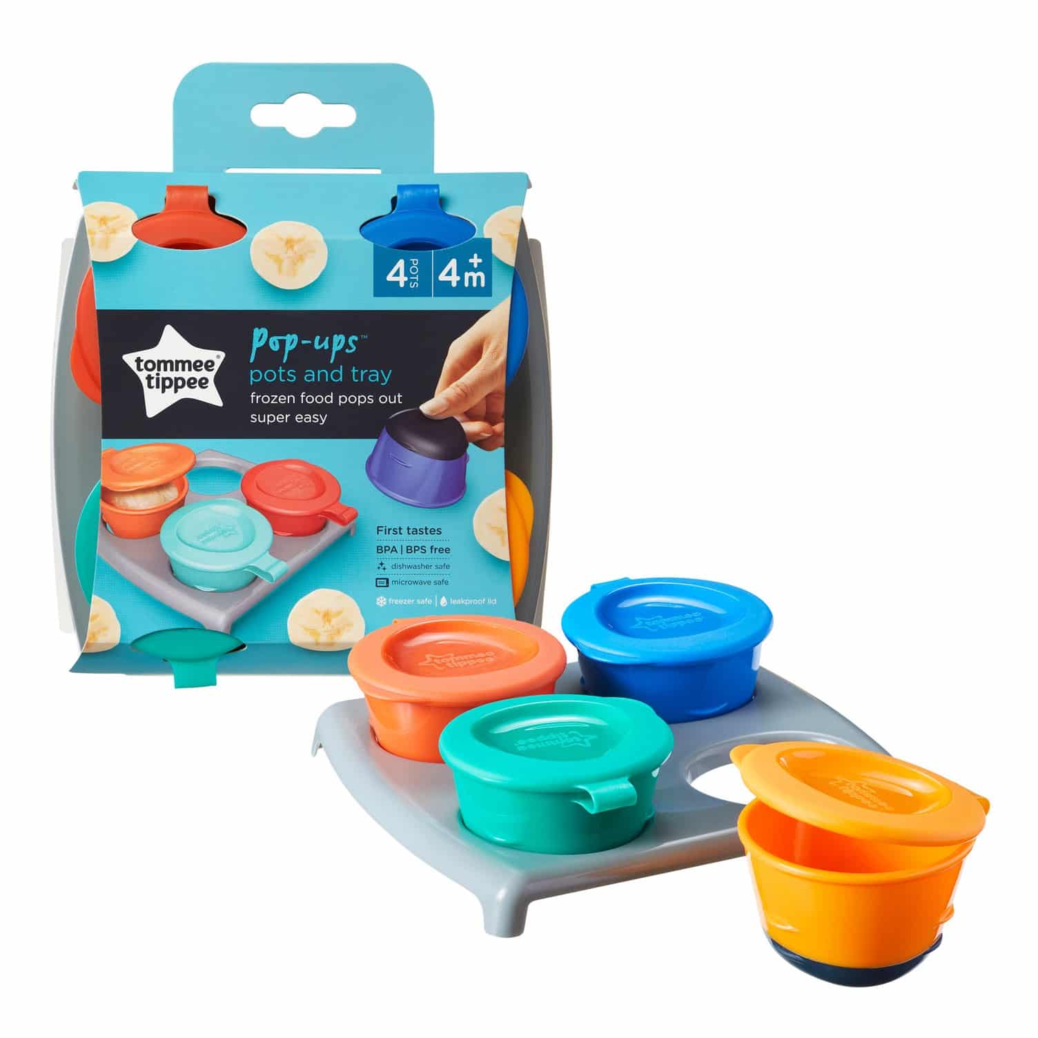 Tommee Tippee Pop-Ups Freezer Pots And Tray | Convenient Baby Food Storage