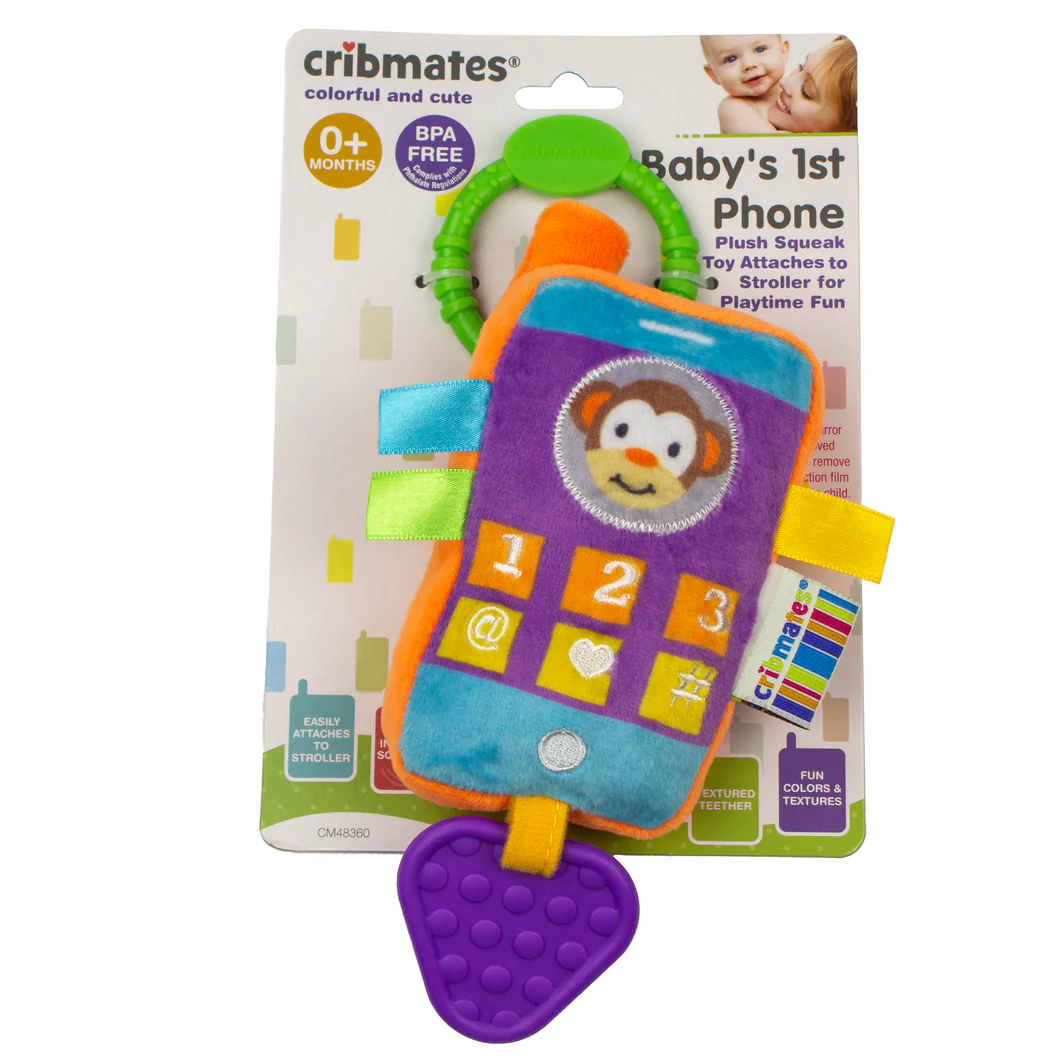 Cribmates Baby’s First Phone | Plush Rattle for Infants