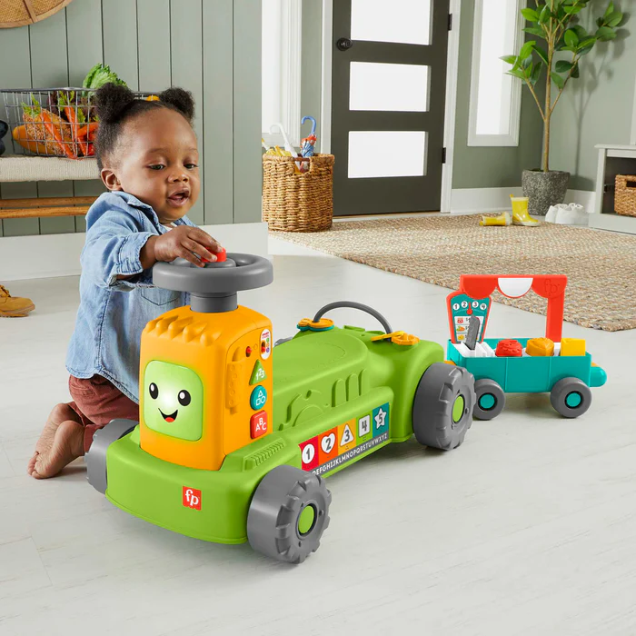 Fisher-Price 4-in-1 Farm To Market Tractor | Ride-On Learning Toy