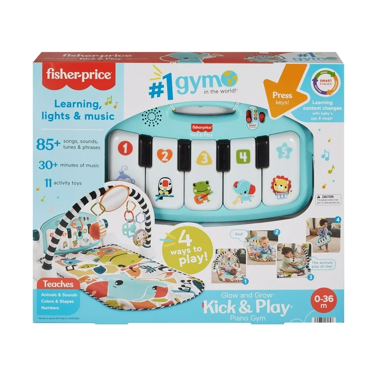 Fisher-Price Kik & Play Piano Gym | Deluxe Musical Playmat