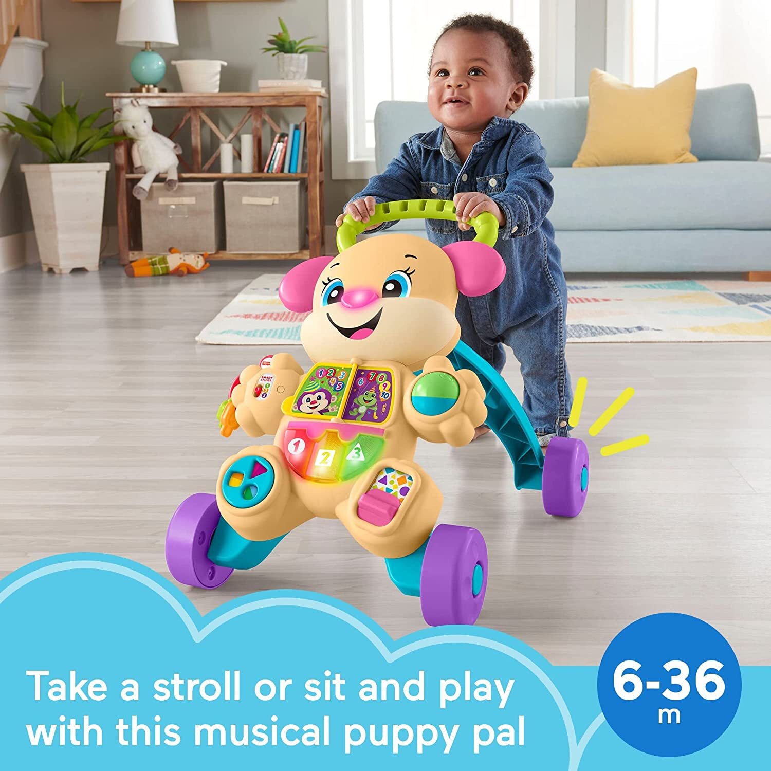 Fisher-Price Laugh & Learn Smart Stages Learn With Puppy Walker | Interactive Baby Walker
