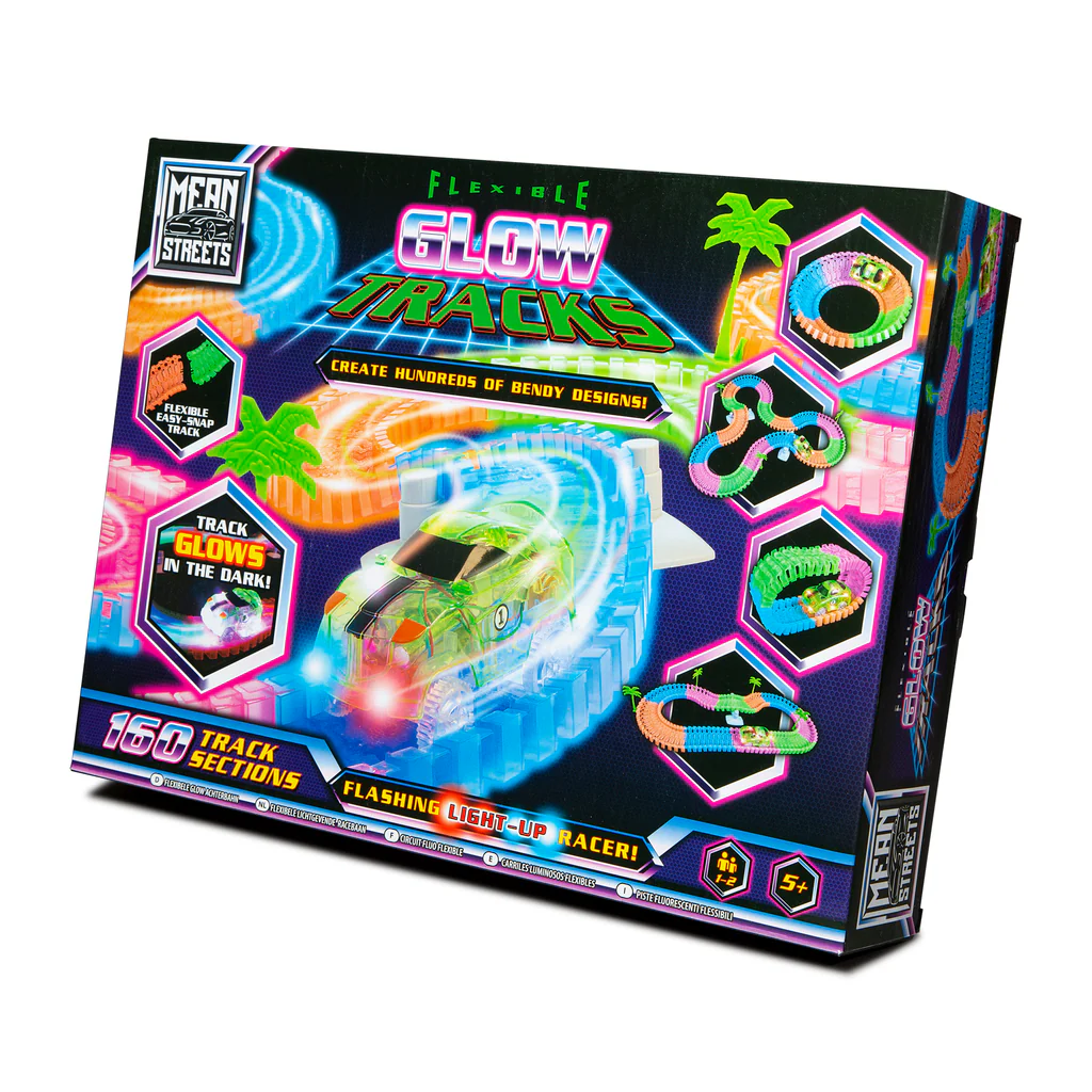 Glow Flexible Tracks | Light-Up Twistable Racing Track with Electric Car Toy (220 pcs)