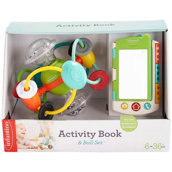 Infantino Activity Book and Ball Set | Shake, Rattle & Discover with Every Turn