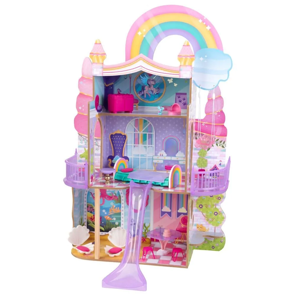 KidKraft Rainbow Dreamers Unicorn Mermaid Dollhouse | Where Imagination Soars from Sky to Sea