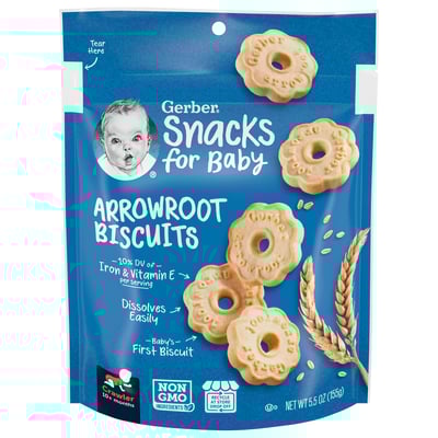 Gerber Snack for Baby – Biscuits, Arrowroot (10+ Months, 5.5 oz)