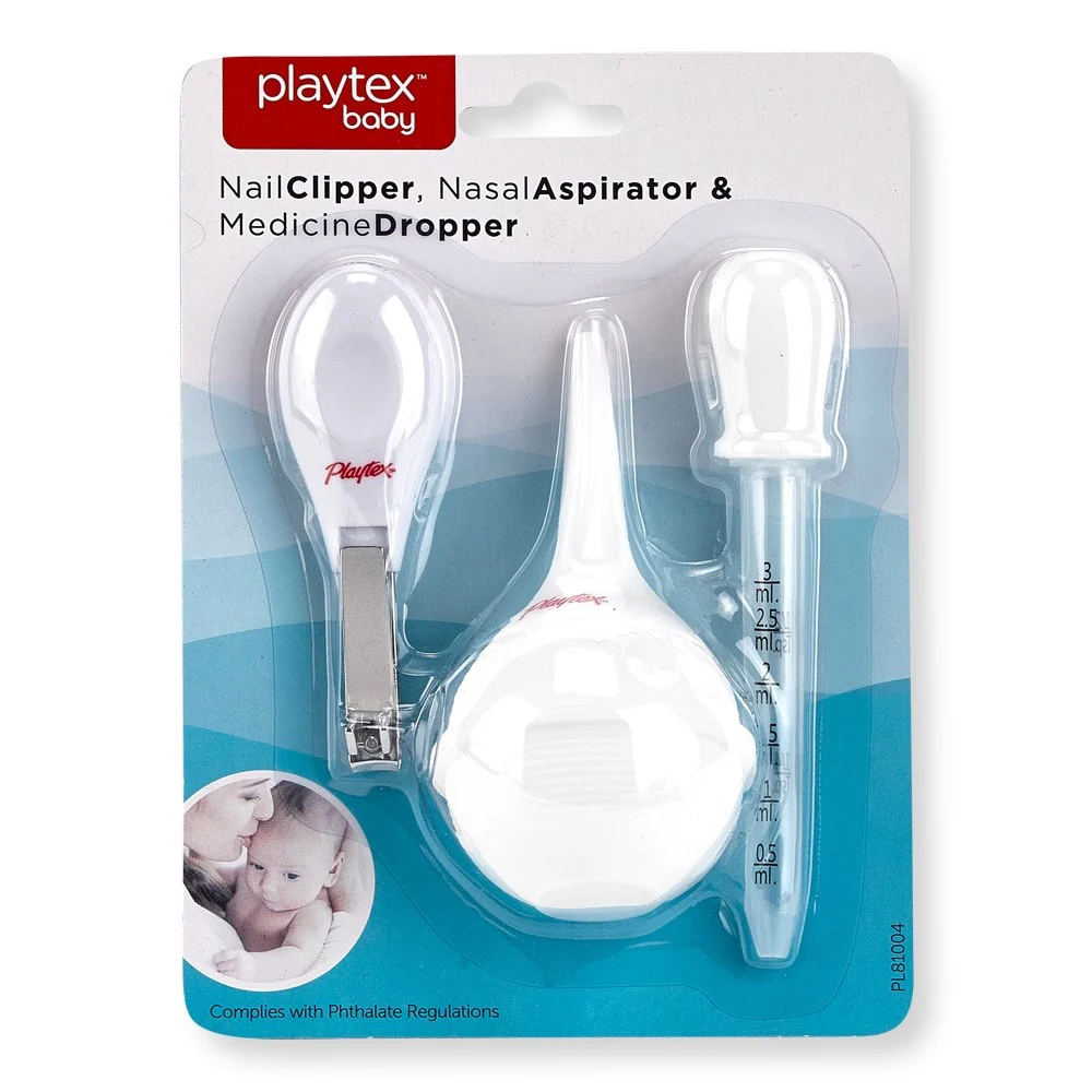 Playtex Baby Nail Clipper, Nasal Aspirator & Medicine Dropper – Essential Baby Care Set