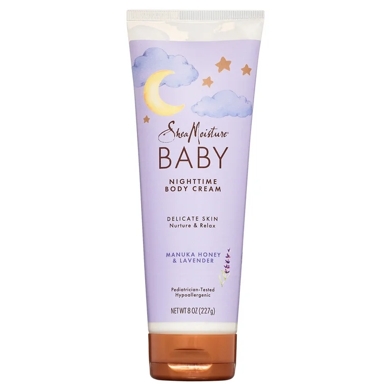 SheaMoisture Baby Nighttime Body Cream with Manuka Honey & Lavender – Soothing Moisturizer for Delicate Baby Skin (227ml)