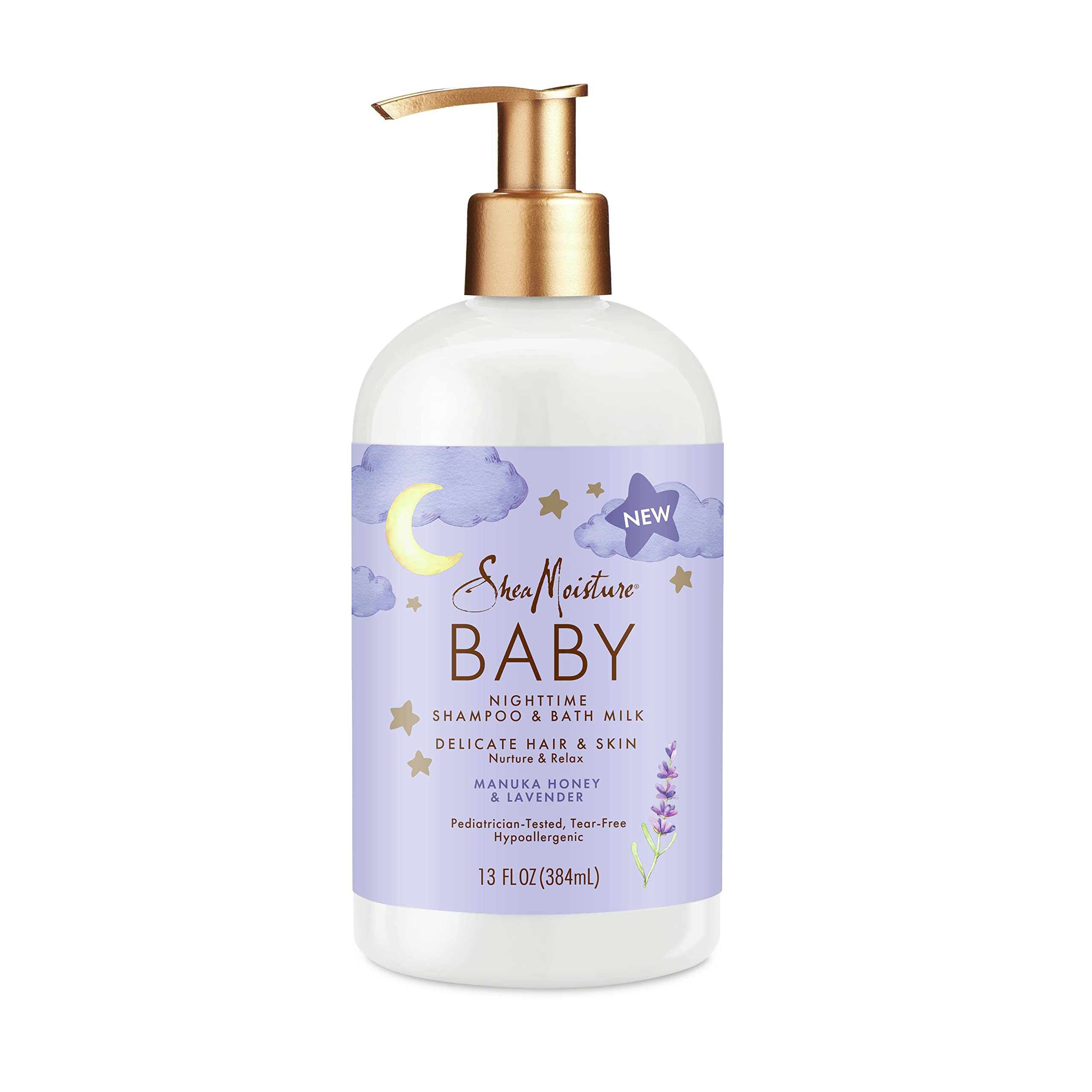 SheaMoisture Baby Nighttime Shampoo & Bath Milk with Manuka Honey & Lavender – Gentle Cleanser for Hair & Skin (227ml)