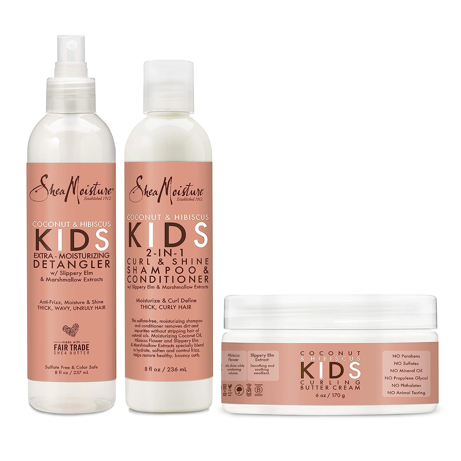 SheaMoisture Kids Curl & Shine Hair Care Set – Shampoo, Conditioner, Detangler & Styling Cream