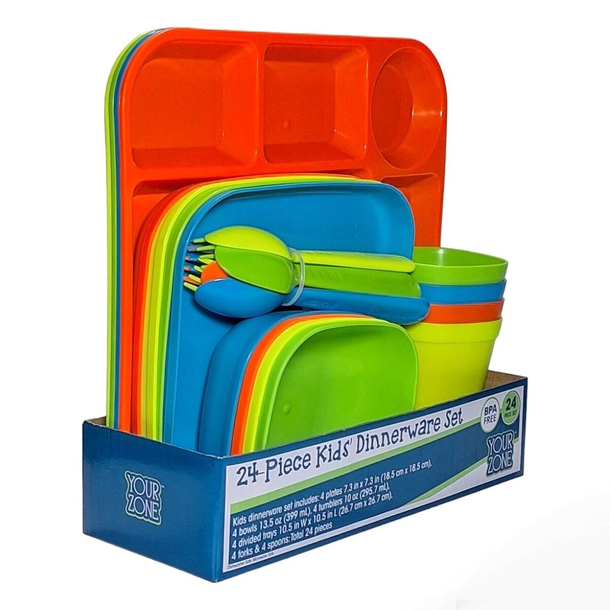 24 Pieces Kids Dinnerware Set – Shatterproof & Safe
