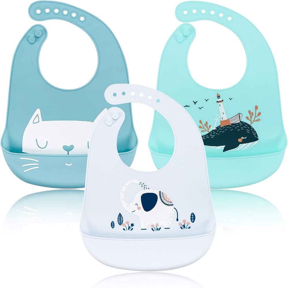 Cloud Island Silicone Bibs – Soft, Waterproof, and Food-Catching