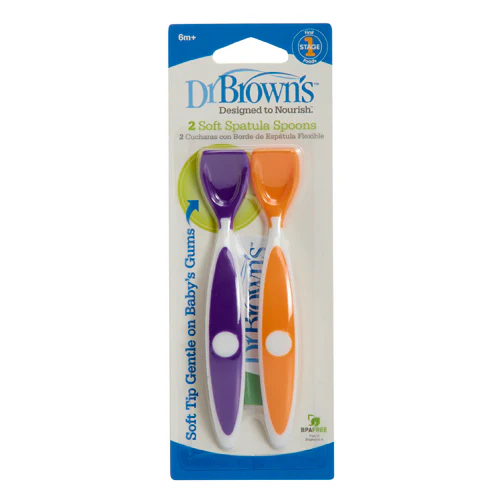 Dr. Brown’s Designed To Nourish Long Spatula Spoons – Baby Feeding & Jar Spatula Set, BPA-Free