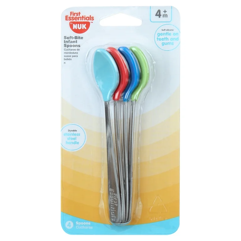 First Essentials NUK Soft-Bite Infant Spoons – Baby Feeding Spoons, BPA-Free, Gentle on Gums & Dishwasher Safe
