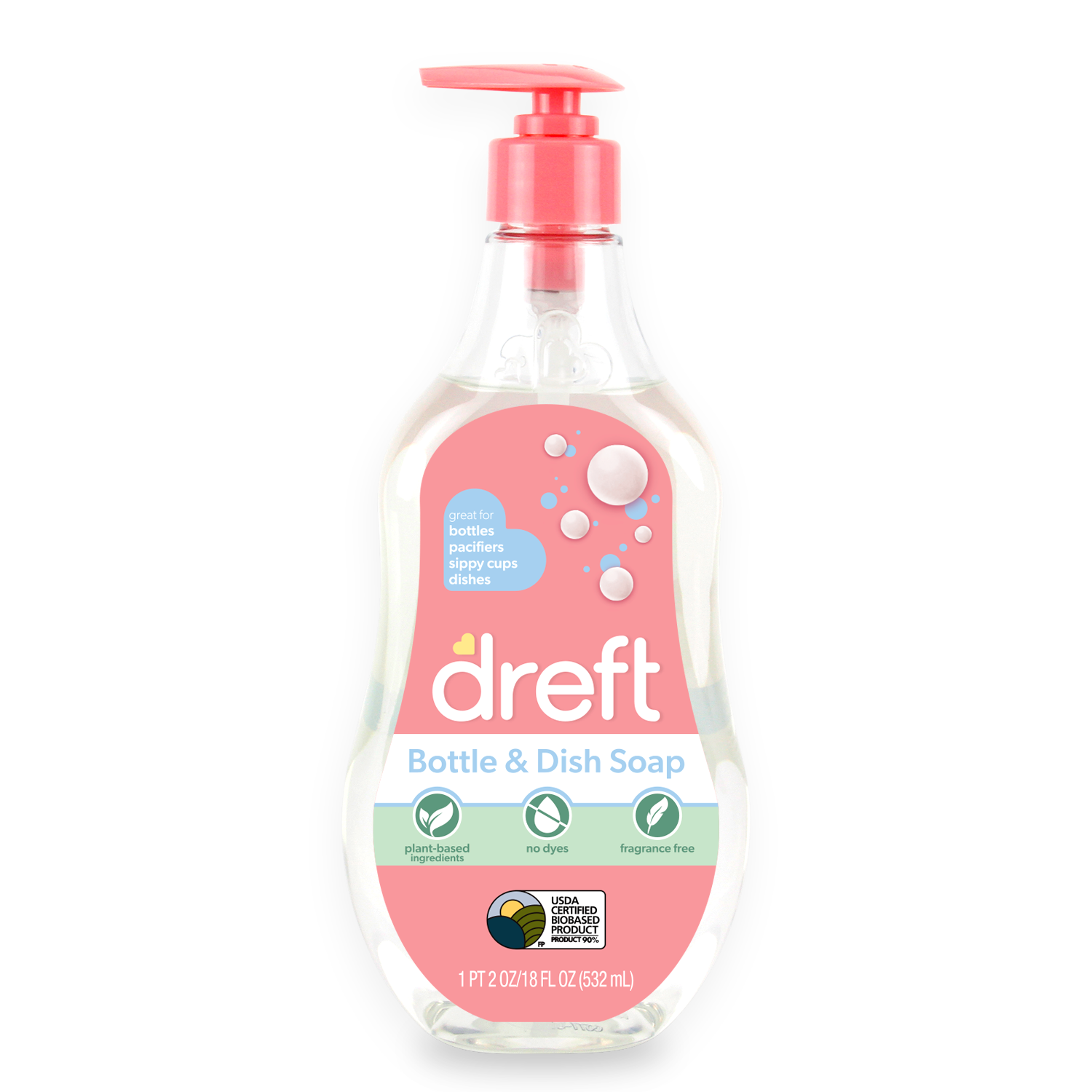 Dreft Baby Bottle and Dish Soap – Plant-Based, Fragrance-Free, Gentle & Safe for Baby Essentials, 3-Pack Bundle