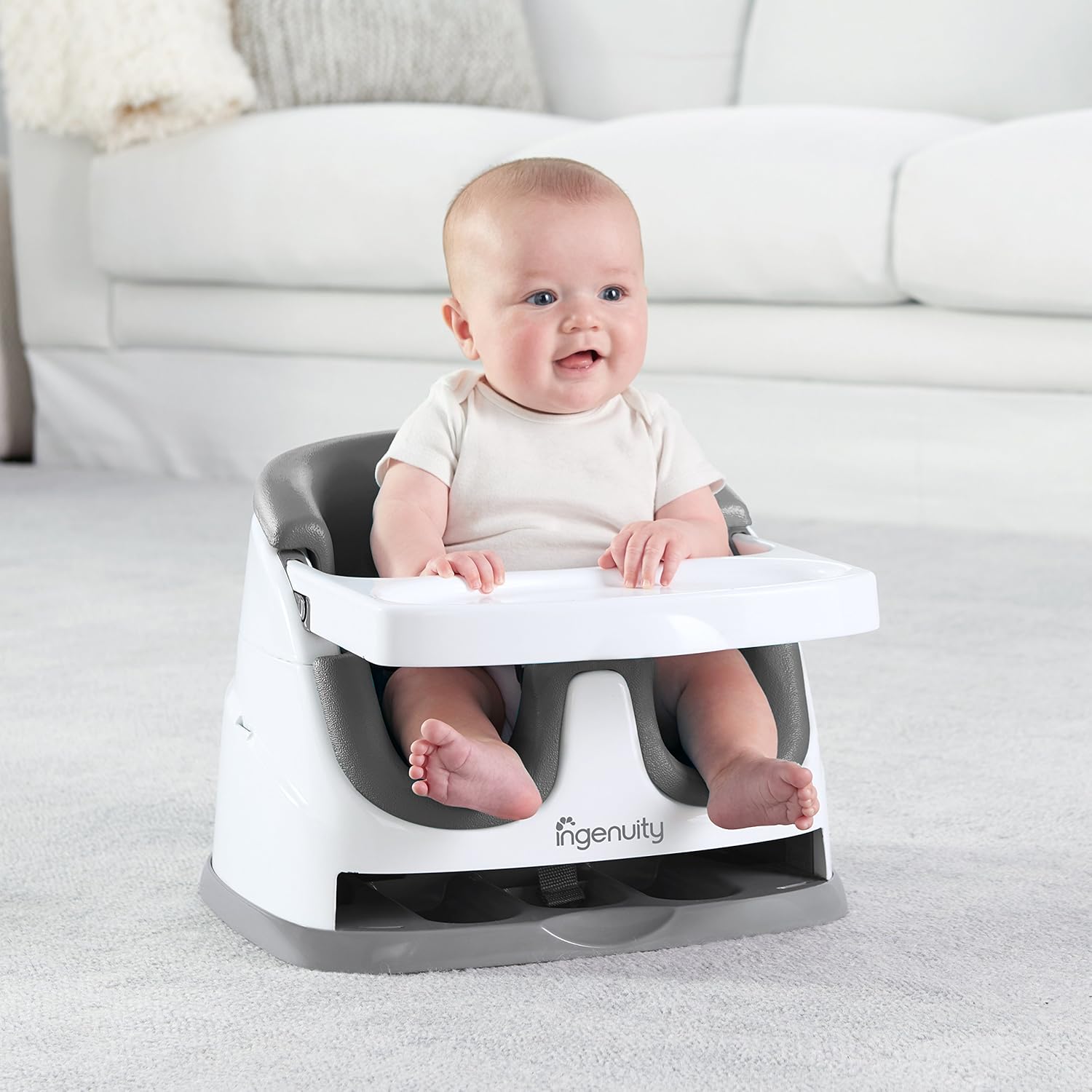 Ingenuity Baby Base 2-in-1 Booster Seat – Portable Infant & Toddler Feeding Seat