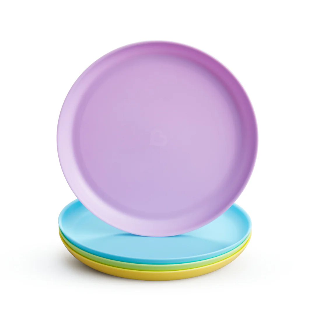 Munchkin Multi 4-Pack Toddler Plates – Stackable, Colorful & Dishwasher Safe