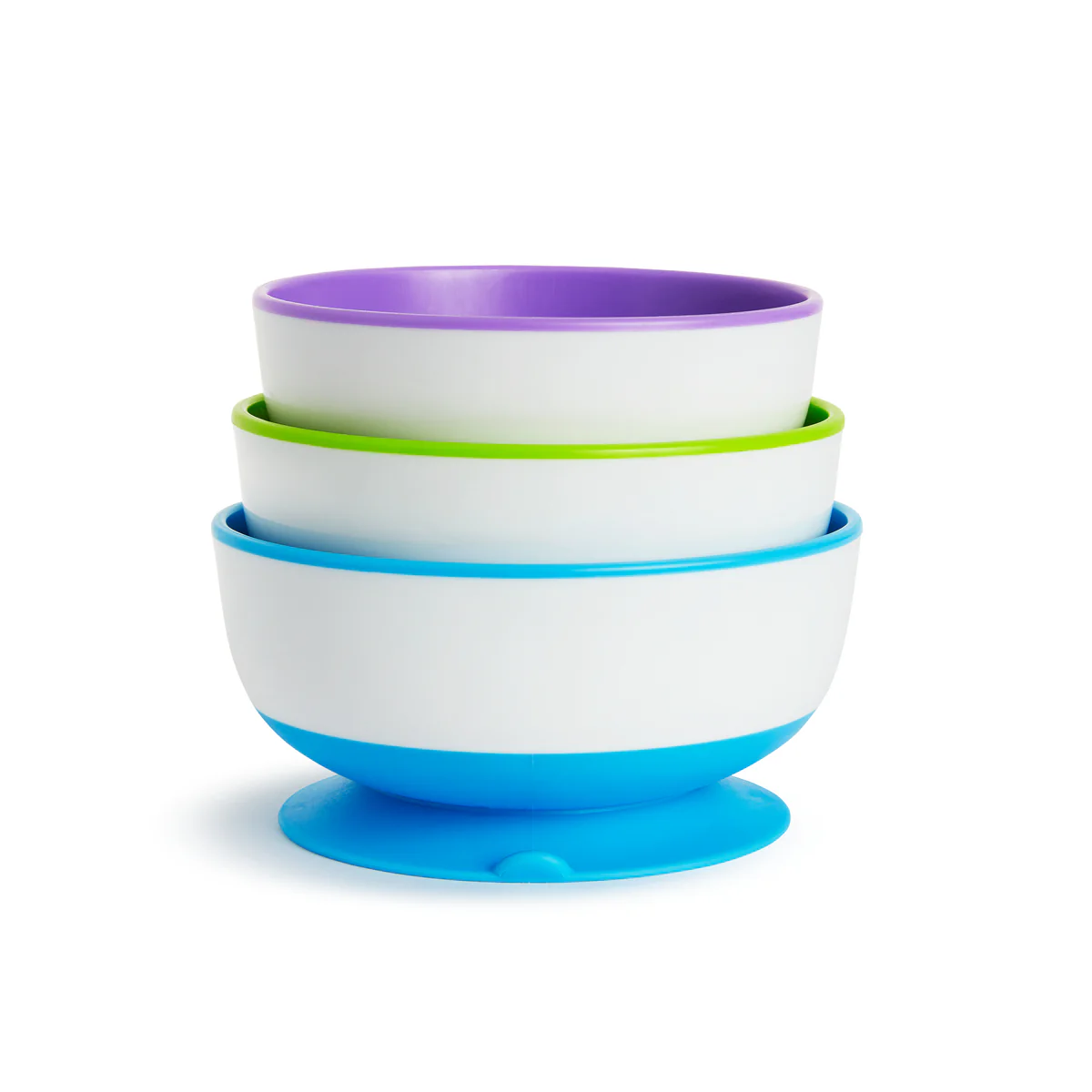 Munchkin Stay Put 3-Pack Suction Bowls – Spill-Proof, Microwave & Dishwasher Safe