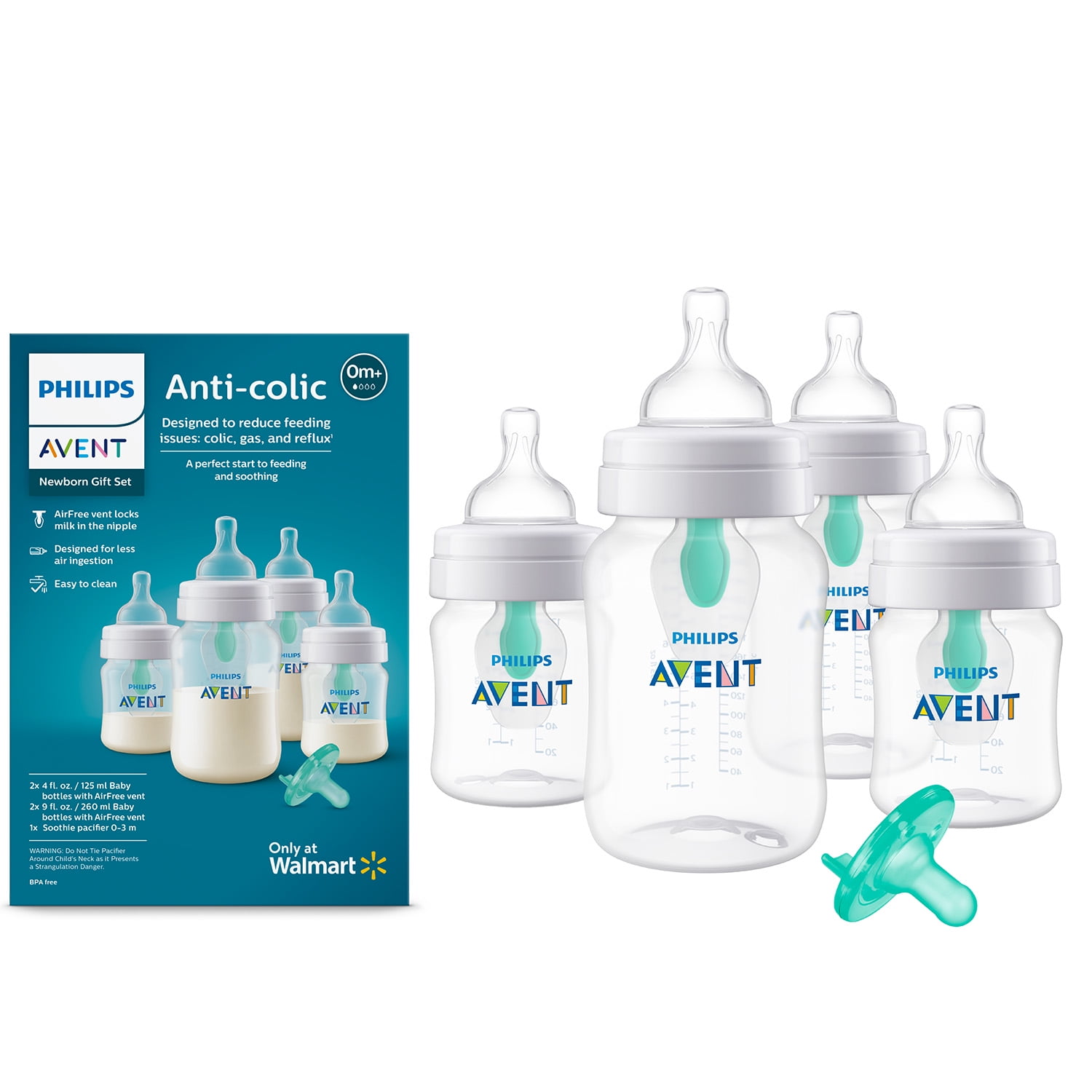 Philips Avent Anti-Colic Baby Bottle Set with AirFree Vent – Reduces Colic, Gas & Reflux