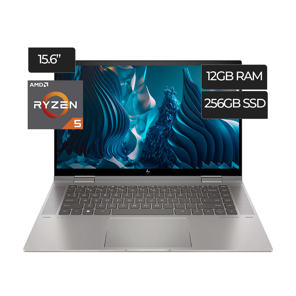 HP Envy x360 15-ey1077wm (2023) – 2-in-1 Convertible Laptop, 15.6″ FHD Touchscreen, AMD Ryzen 5 7530U, 12GB RAM, 256GB SSD, Windows 11 Home