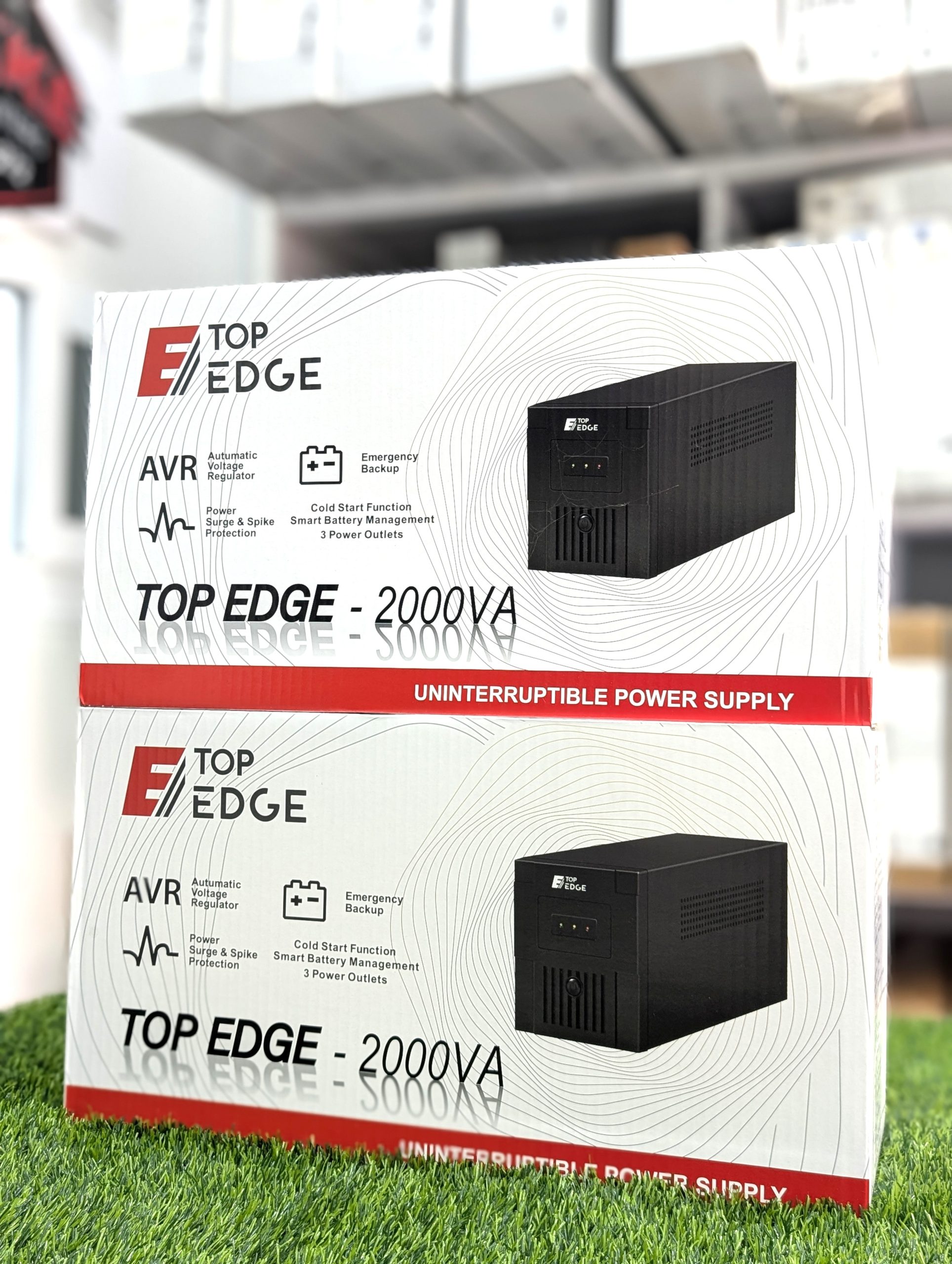 TOP EDGE 2000VA Uninterruptible Power Supply (UPS) with Automatic Voltage Regulation – High-Capacity Backup Power for Home & Business