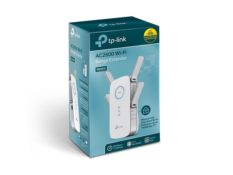 TP-Link RE650 AC2600 Wi-Fi Range Extender – Dual Band Gigabit Wi-Fi Booster with High-Gain Antennas