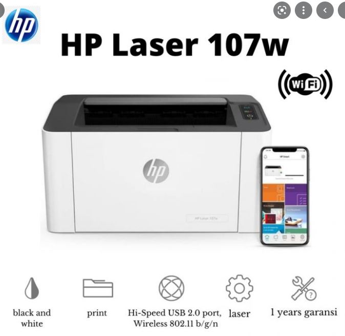 HP LaserJet M107w – Compact Wireless Black & White Laser Printer