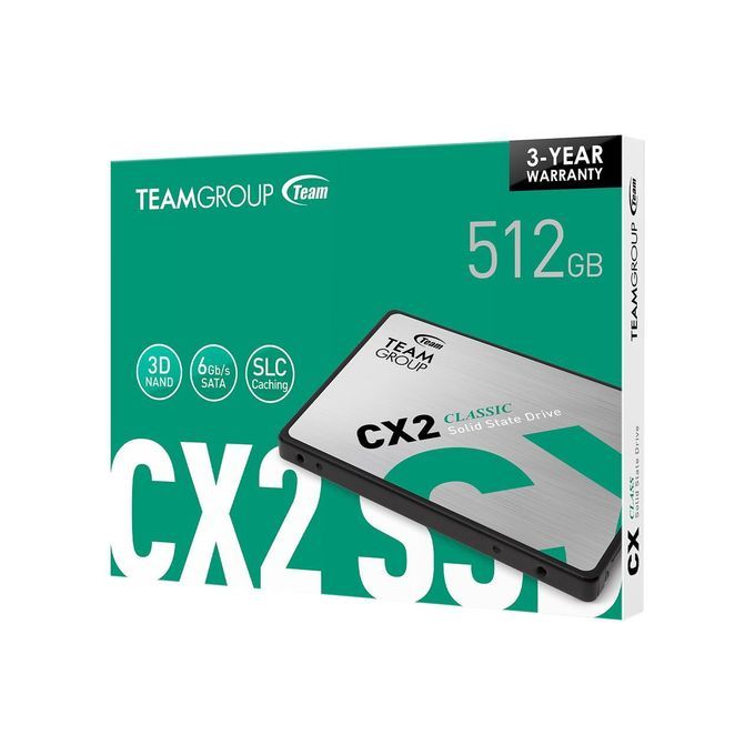 TeamGroup 512GB SSD 2.5″ 3D NAND CX2 SATA III Solid State Drive – High-Speed Internal Storage Upgrade