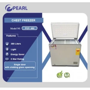 Pearl 380L Chest Freezer - Sliding Glass Door, LED Light, Lock & Key