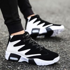 Black/White High Top Lace-Up Sneakers