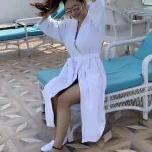 Women's White Bathrobe - Heavy Duty, Includes Belt