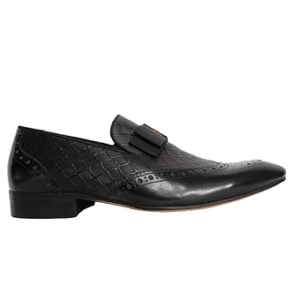 Blusaki Black Leather Oxford Slip-on Shoes