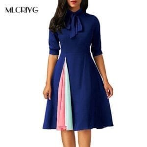 Vintage Ladies Office Dress with Bow Tie