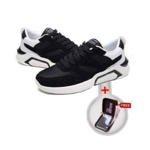 Black Low-Top Lace-Up Sneakers + Free Wallet - Canvas, Carefree Look