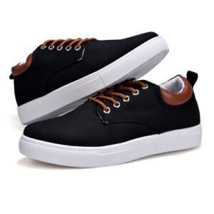 Black Casual Breathable Lace-up Canvas Shoes
