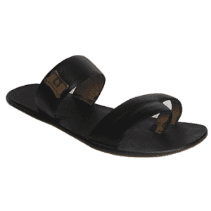Honfuji Leather Double Slide Slippers - Black, Slip-On Comfort