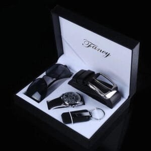 Fancy Men's Valentine's Day Gift Box - Watch, Belt, Key Holder, Sunglasses