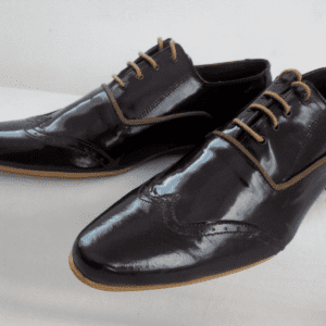 Coffee Brown Handmade Shoes with Light Brown Lace - Proudly Ghanaian