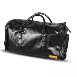 Traveling Bag - Quality Leather, Side Shoe Pocket, Holds Size 45