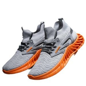 Ash/Orange Low-Top Lace-Up Sneakers