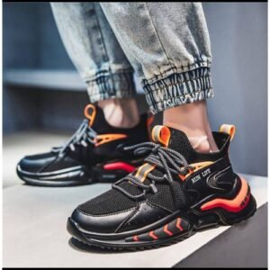 Black/Red Low-Top Lace-Up Sneakers - Simple, Elegant, Crafted