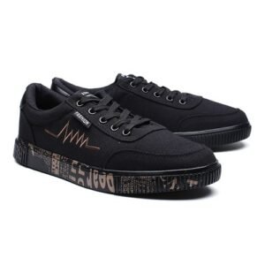 Black Casual Canvas Lace-up Sneakers