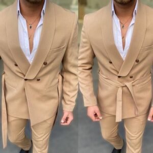 Affordable Executive Men's Double Breasted Suit - "Drop 6" Fit, Includes Belt