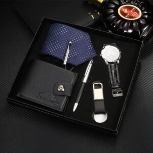 JESOU Men's Gift Set (Watch, Belt, Pen, Wallet, Tie)