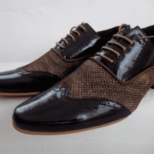 Coffee Brown Handmade Laced Shoes with Jute Mat - Ghanaian Made