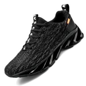 Big Size Men's Running Sneakers - Black, Mesh Upper, Breathable