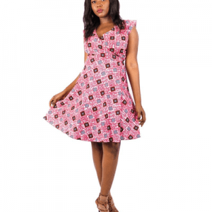 African Wax Print Long Sleeves Dress - Bold & Casual, LWP3XDS002-005E