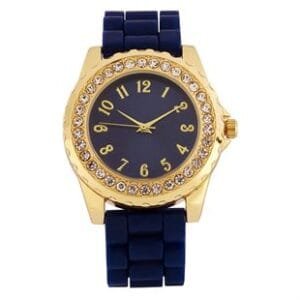 Avon Natalia Ladies Watch - Gold Case, Navy Dial, Crystal Bezel