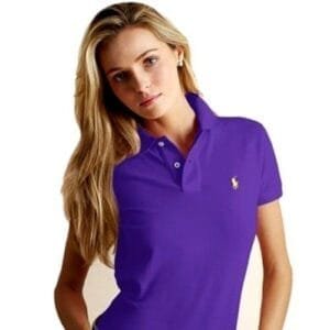 Ralph Lauren Women's Skinny Fit Polo Shirt - Purple, Cotton Mesh