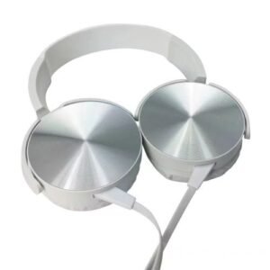 White Wired Over-Ear Headphones with Extra Bass