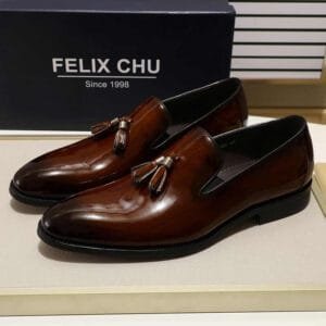Felix Chu Men's Blue & Black Suede Tassel Loafer